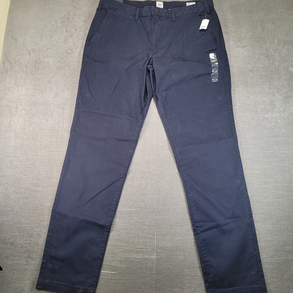 GAP Essential Khaki Slim Pants Mens 36x34 Navy Blue GapFlex Mid Rise Chinos New
